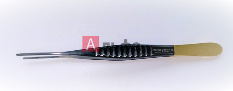 Пинцет атравматический по DeBarky размер 16 см 6 3/4" ширина 1.5MM. Покрытие AlTiN черного чвета.